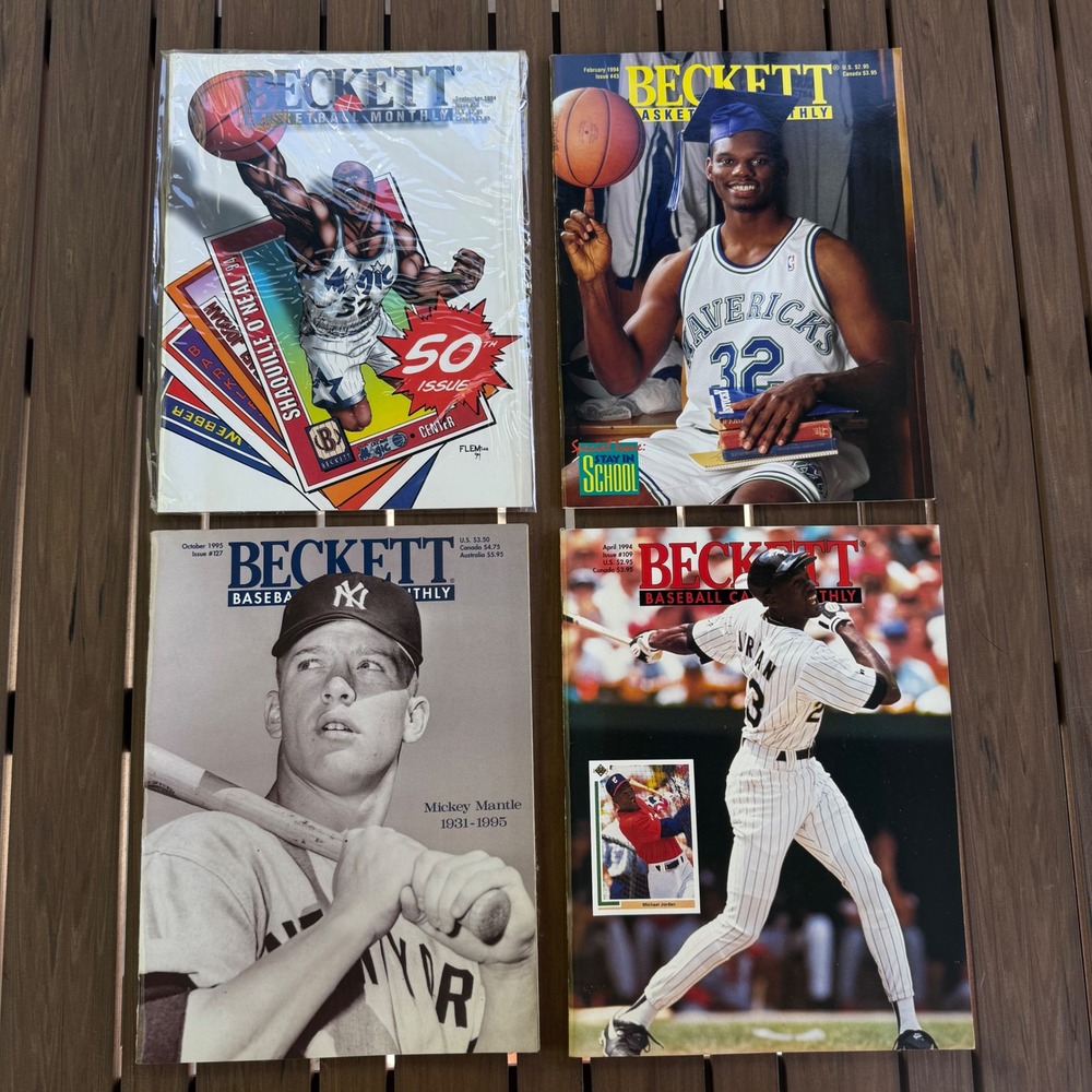 Vintage Beckett Magazine Lot Michael Jordan Mickey Mantle Shaq 1994 1995 4pc